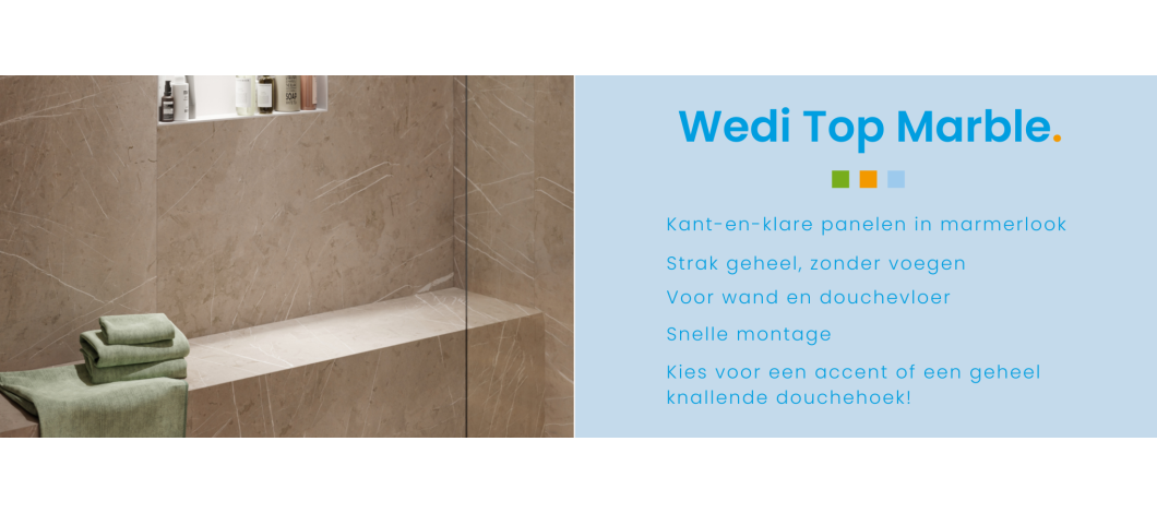 Wedi Top Marble - Marmerlook douchehoek